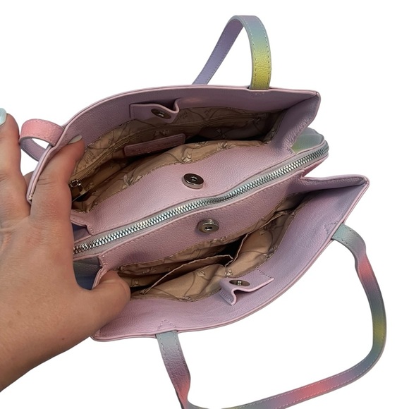 Betsey Johnson Jaime Double Handle Satchel – Lilac w/ Rainbow Straps - Picture 4 of 10